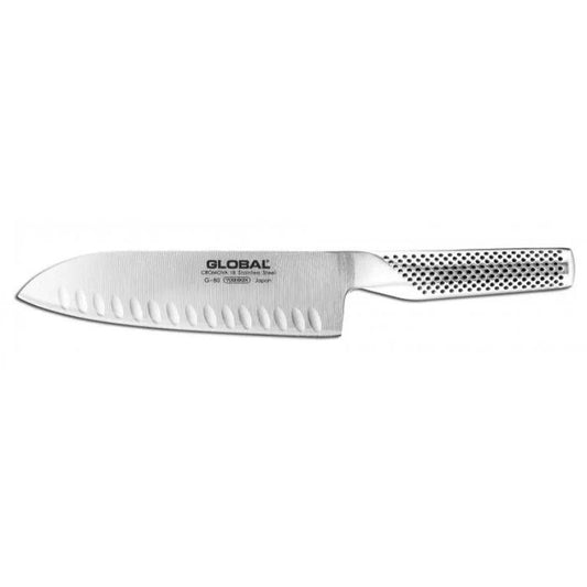 Global Cuchillo Santoku, alveolado, 18 cm G-80