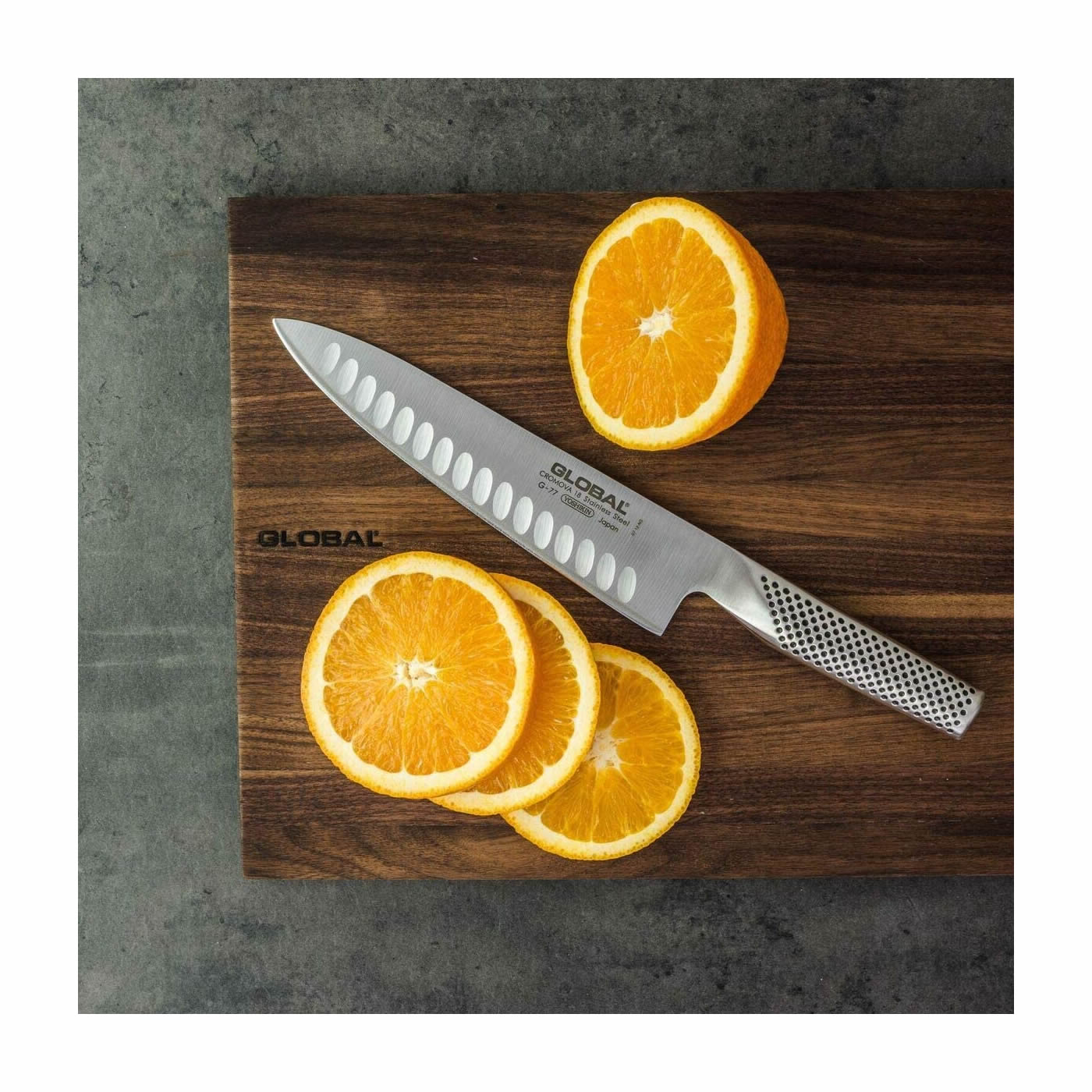 Global Cuchillo 8" - 20cm Fluted Chef's, G-77
