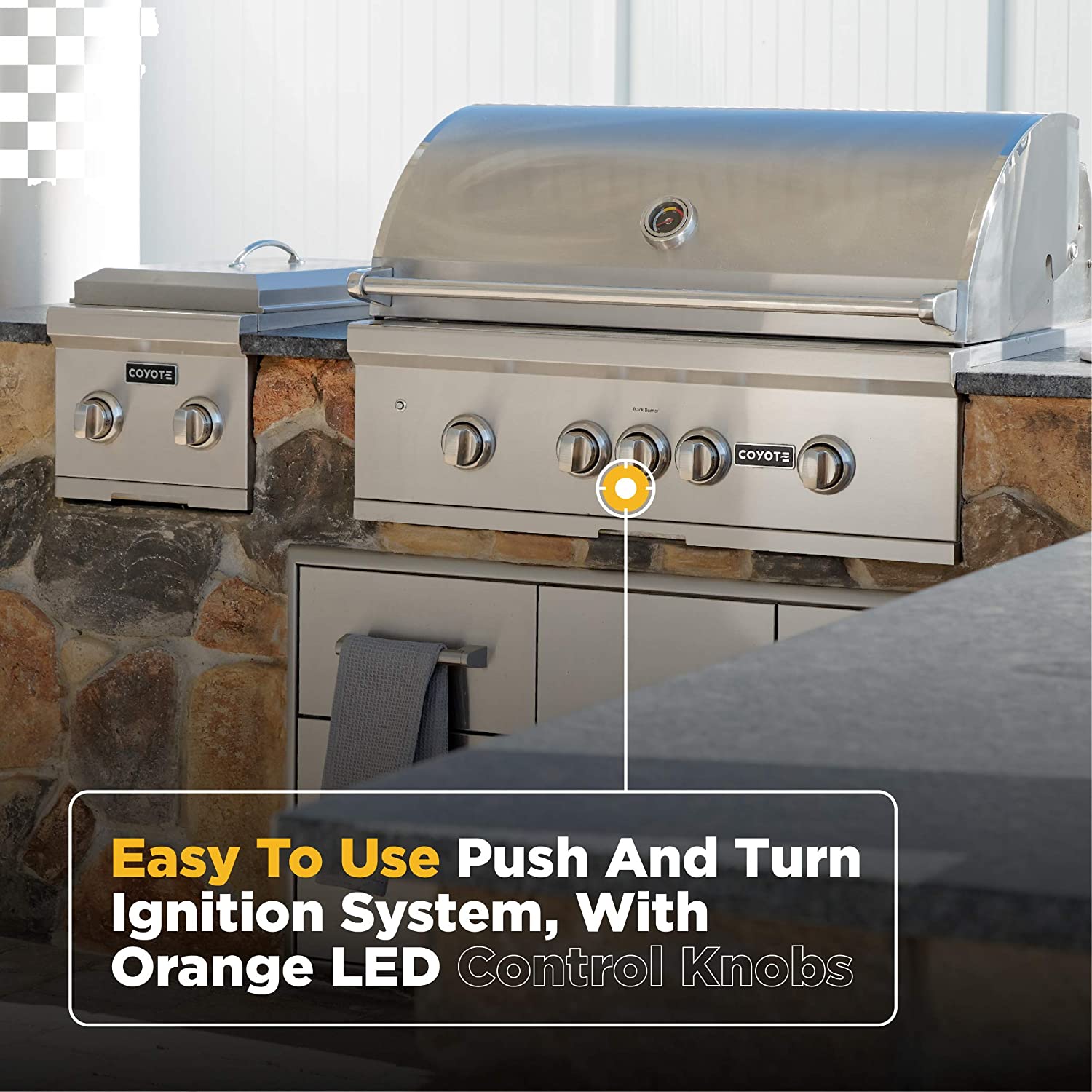 COYOTE - Parrilla empotrada, 3 quemadores de alto rendimiento, luces LED, LP 34" image 3