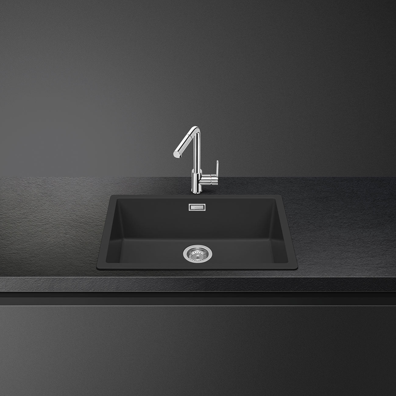 SMEG - Fregadero Quadra de 76 cm - Compuesto de Granito - Negro image 3