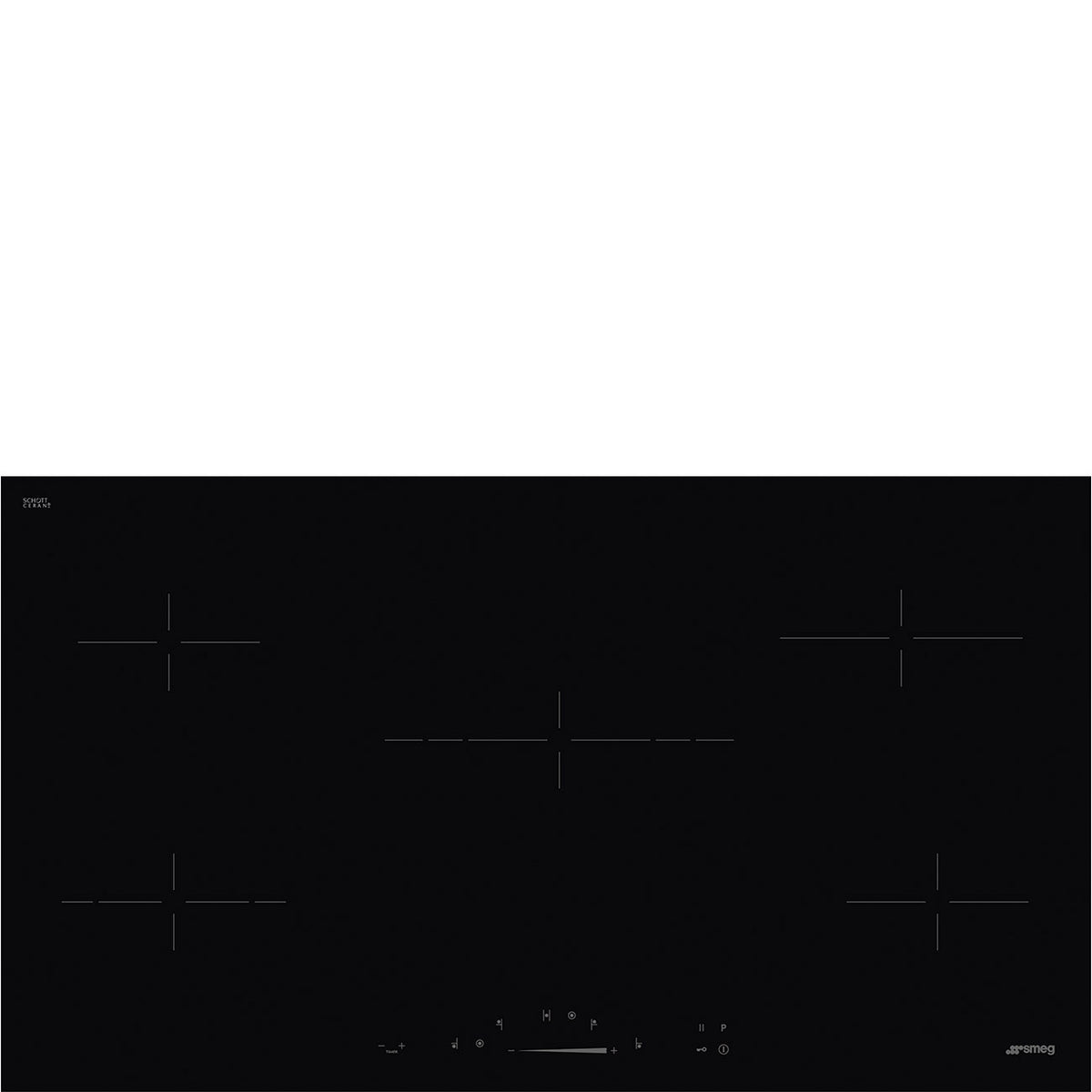 Smeg 90cm/36" Ceramic Glass Cooktop, Straight edge, VCT Controls, 5 Cooking Zones, 9 Power Levels