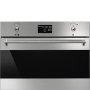 Smeg 60cm/24 Classic Combi Microwave Oven, 45cm compact height, vapor clean - Stainless Steel/Black