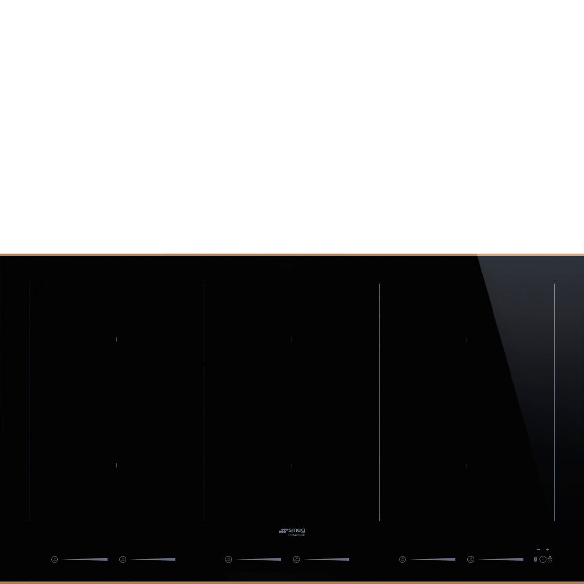 Smeg 90cm/36 Dolce Stil Novo induction glass cooktop, MultiZone - Black and copper profile