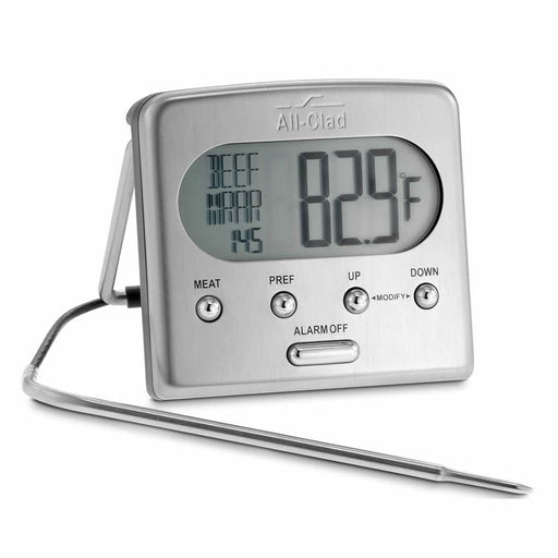 All-clad stainless steel oven probe thermometer with blue lcd, silver 8701003759