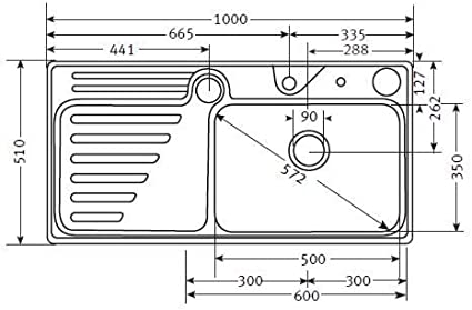 Franke Largo single bowl top mount right hand drainer with waste fittings, tap hole LAX614